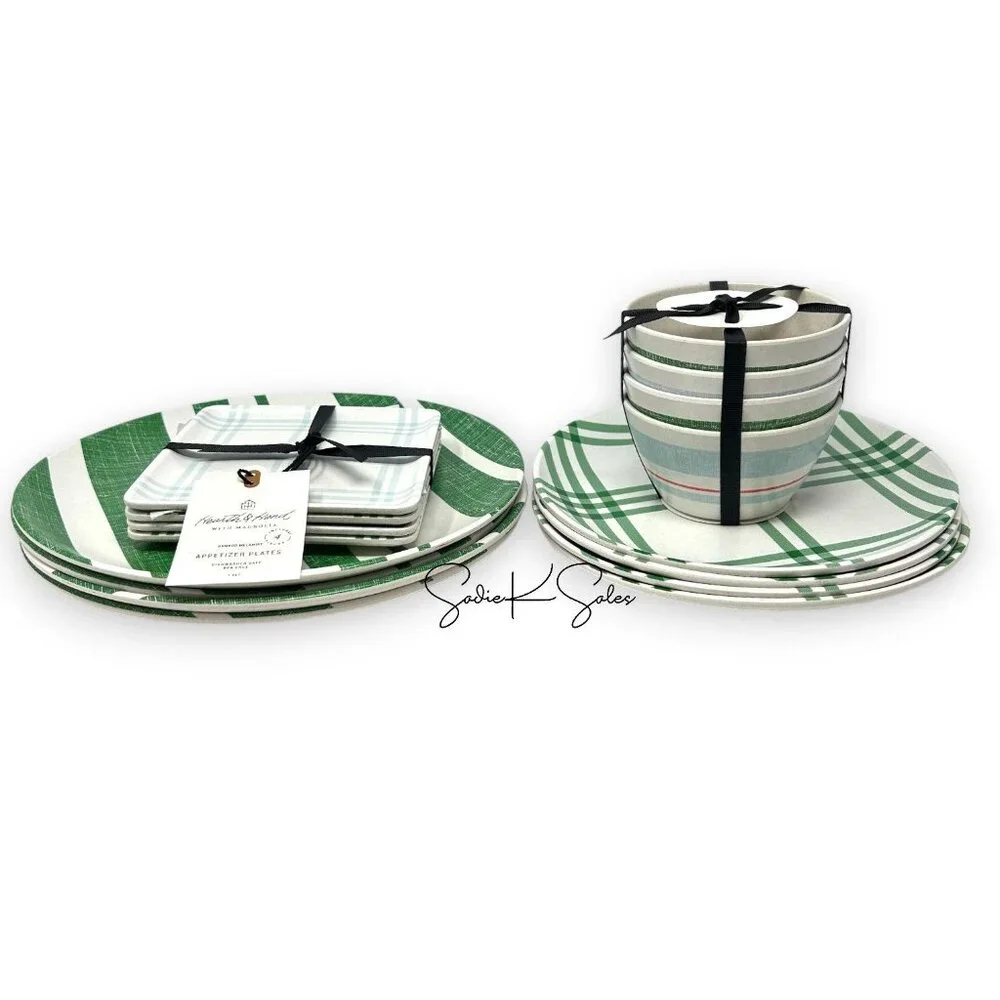 4pk Plaid Square Melamine Appetizer Plates - Hearth‎ & Hand Magnolia, Target